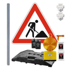 Komplett-Set Baustelle mit Leuchte, Gefahrzeichen Arbeitsstelle VZ 123