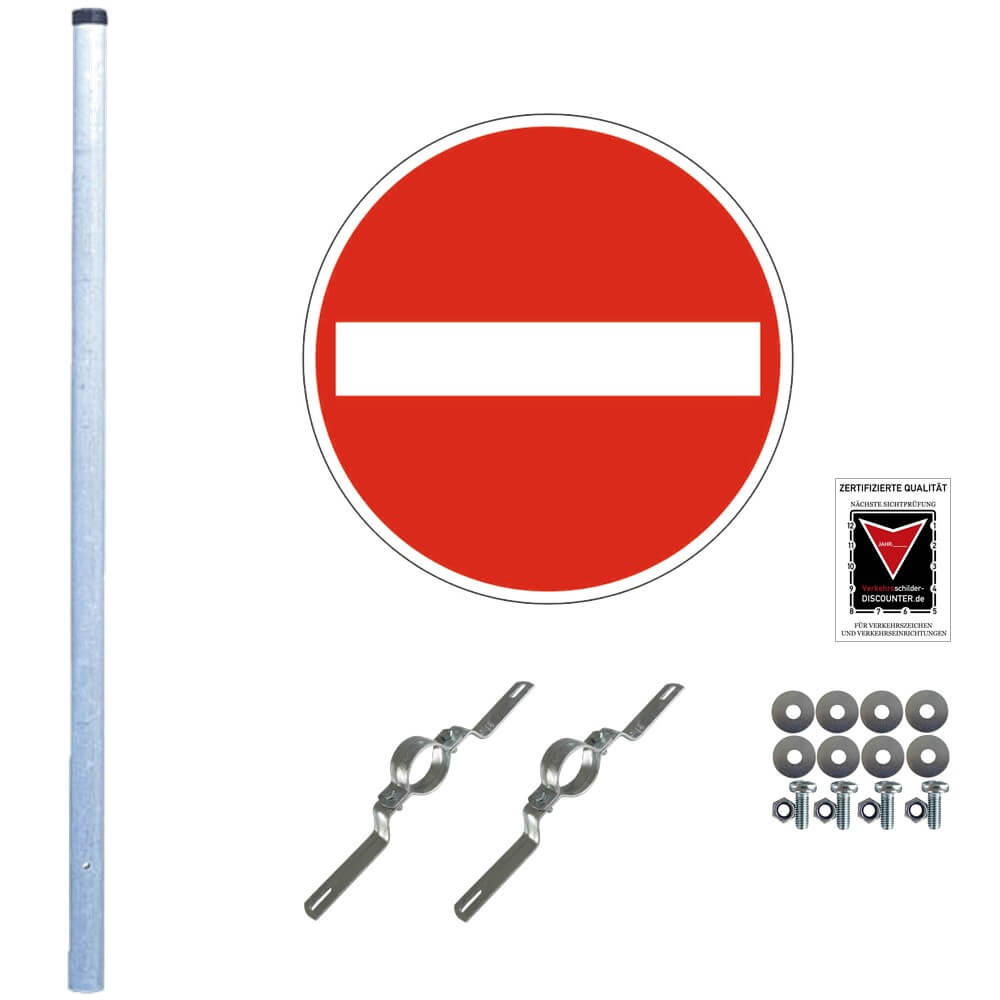 Komplett-Set Einfahrt verboten: Einfahrt verboten und 3 m Einbetonier-Pfosten