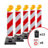 BIGPACK 5 x Komplett-Set aus Leitbake, Fußplatte & Warnleuchte, RA2, TL-geprüft