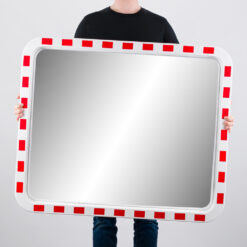 MIRAC Verkehrsspiegel ULTRA, Polycarbonatglas, rot/weiß, rechteckig, 100 x 80 cm