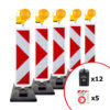 BIGPACK 5 x Komplett-Set aus Pfeilbake, Fußplatte & Warnleuchte, RA2, TL-geprüft