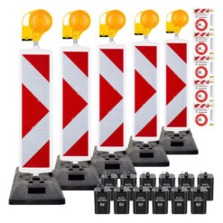 BIGPACK 5 x Komplett-Set aus Pfeilbake, Fußplatte & Warnleuchte, RA2, TL-geprüft