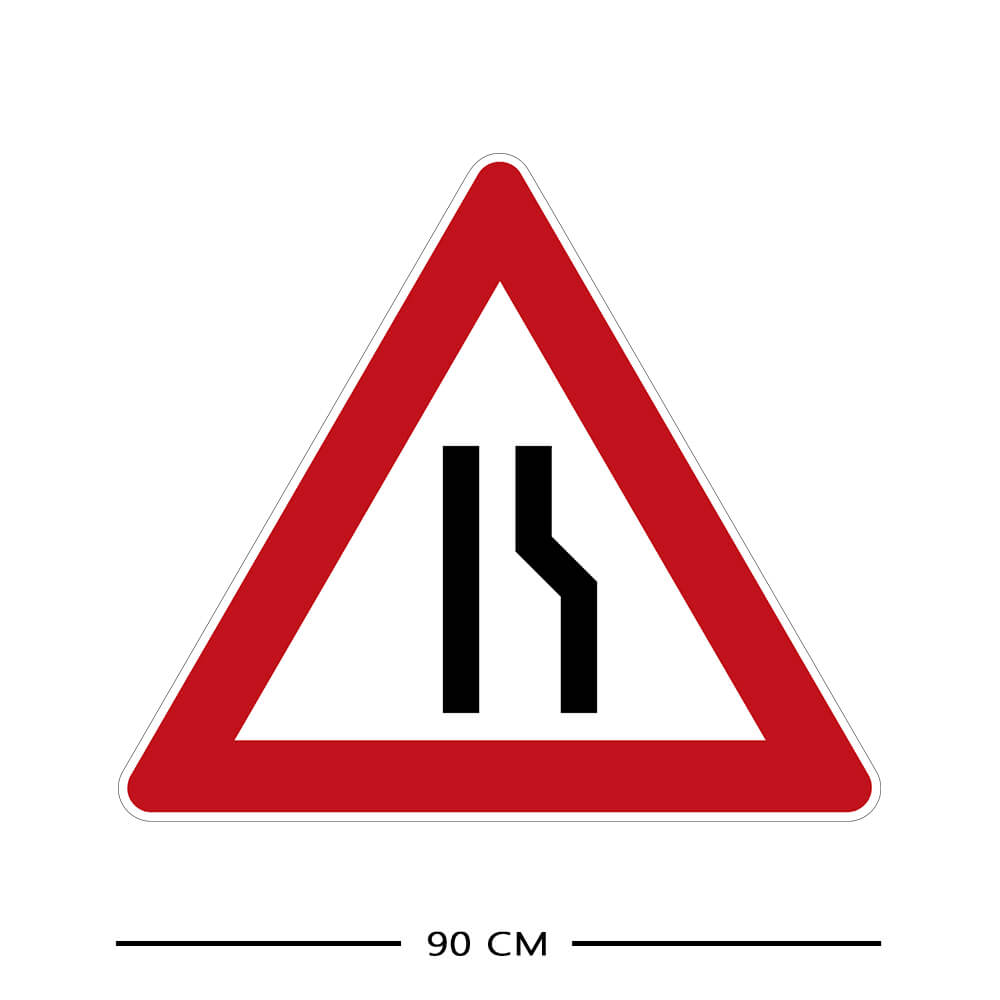 ZRY-gefahrzeichen-vz-121-10-einseitig-verengte-fahrbahn-rechts-ra-sl-90-cm-bemasung