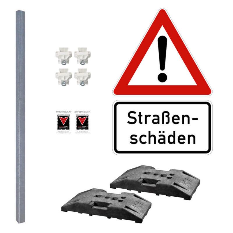 Discounter 101 Schilder-Set 'Achtung Straßenschäden' mit VZ 101 und VZ 1007-34, RA1 ...