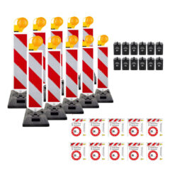 BIGPACK 10 x Leitbaken-Set K1-Fuß & Leuchte, StVO/RSA, rechtsw., 1-seitig, RA2