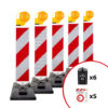 BIGPACK 5 x Leitbaken-Set K1-Fuß & Leuchte, StVO/RSA, linksw., 1-seitig, RA2