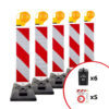 BIGPACK 5 x Leitbaken-Set K1-Fuß & Leuchte, StVO/RSA, rechtsw., 1-seitig, RA2