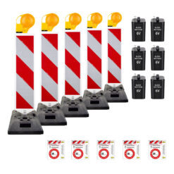 BIGPACK 5 x Leitbaken-Set K1-Fuß & Leuchte, StVO/RSA, rechtsw., 1-seitig, RA2