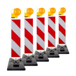 BIGPACK 5 x Leitbaken-Set K1-Fuß & Leuchte, StVO/RSA, rechtsw., 1-seitig, RA2