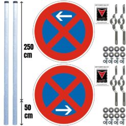 Haltverbotzonen Set, StVO/RSA, A/E, rechts, 12-tlg., fest, RA1, Ø 60 cm