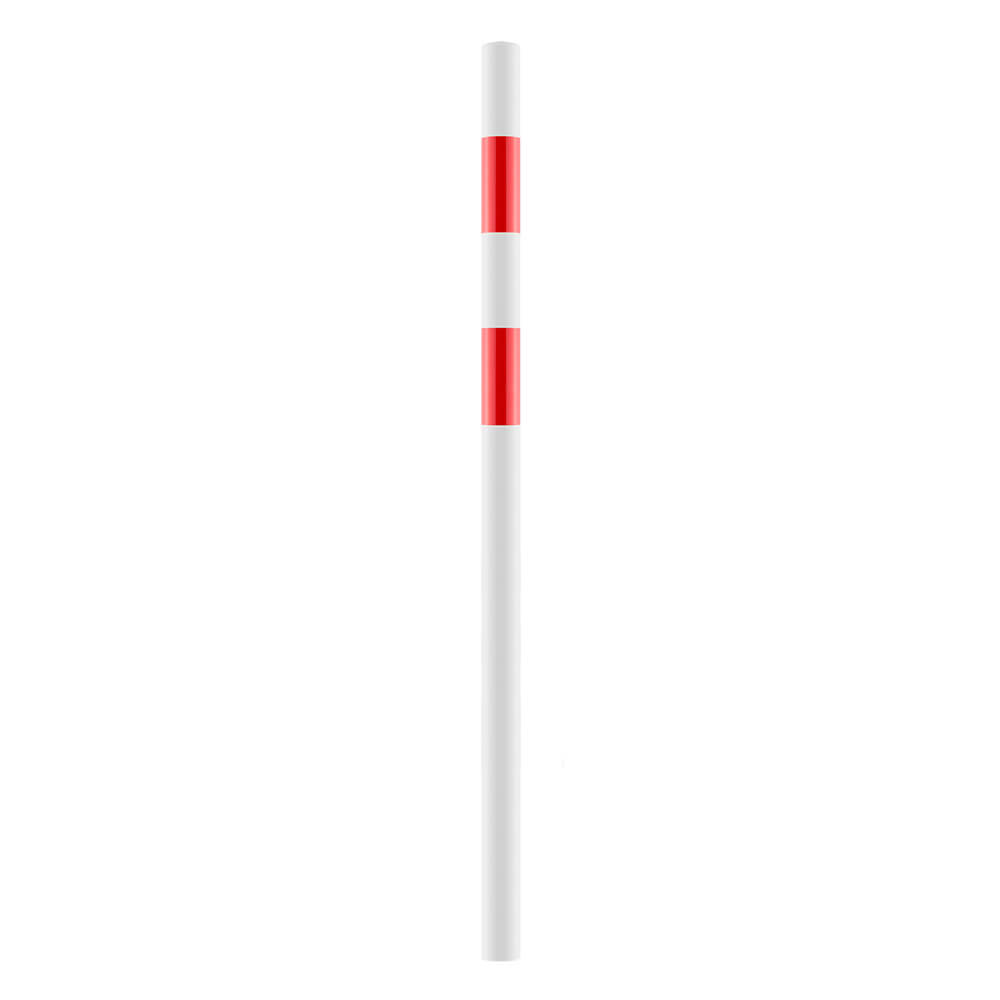 Absperr-Pfosten aus Stahl, zum Einbetonieren, rot/weiß, Ø 6 cm, 140 cm