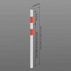 Schutzpfosten ECO aus Stahl, zum Einbetonieren, rot/weiß, Ø 4,2 cm, 140 cm