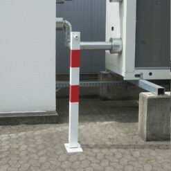 Klapp-Pfosten, rot/weiß, zum Einbetonieren, mit Sperrbolzen, 7 x 7 cm, 140 cm