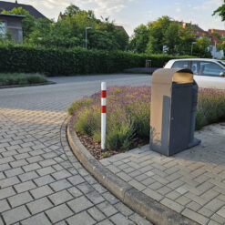 Absperr-Pfosten aus Stahl, zum Einbetonieren, rot/weiß, Ø 6 cm, 140 cm
