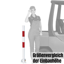 Klapp-Pfosten, rot/weiß, zum Aufdübeln, mit Sperrbügel, Ø 6 cm, 100 cm