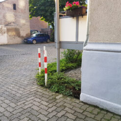 Absperr-Pfosten aus Stahl, zum Einbetonieren, rot/weiß, Ø 6 cm, 140 cm