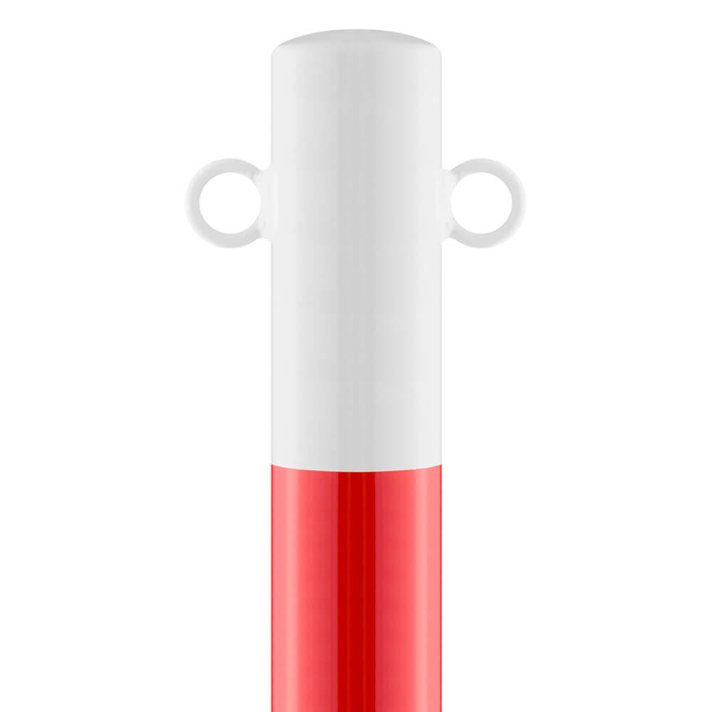 Absperr-Pfosten aus Stahl, zum Einbetonieren, 2 Ösen, rot/weiß, Ø 6 cm, 140 cm