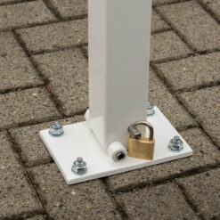 Klapp-Pfosten, rot/weiß, zum Einbetonieren, mit Sperrbolzen, 7 x 7 cm, 140 cm