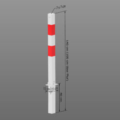 Klapp-Pfosten, rot/weiß, zum Einbetonieren, mit Sperrbolzen, 7 x 7 cm, 140 cm