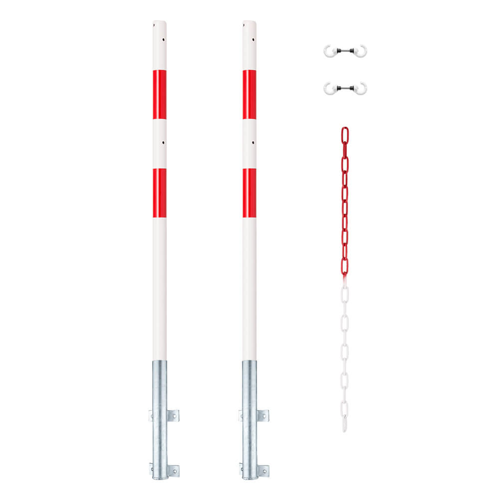 Schutzpfosten-Set ECO Ø 4,2 cm, 140 cm, rot/weiß, mit Haken und Einfachkette