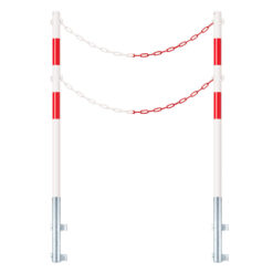Schutzpfosten-Set ECO Ø 4,2 cm, 140 cm, rot/weiß, mit Haken und Doppelkette