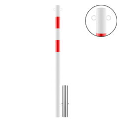 Absperr-Pfosten aus Stahl, zum Herausnehmen, 2 Ösen, rot/weiß, Ø 6 cm, 140 cm