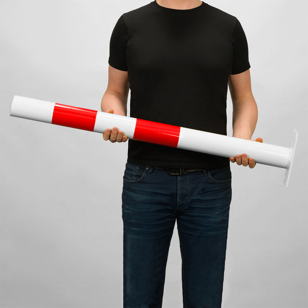 Rammschutzpfosten XL, zum Aufdübeln, rot/weiß, Stahl, Ø 7,6 cm