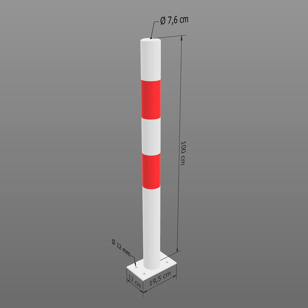 Rammschutzpfosten XL, zum Aufdübeln, rot/weiß, Stahl, Ø 7,6 cm