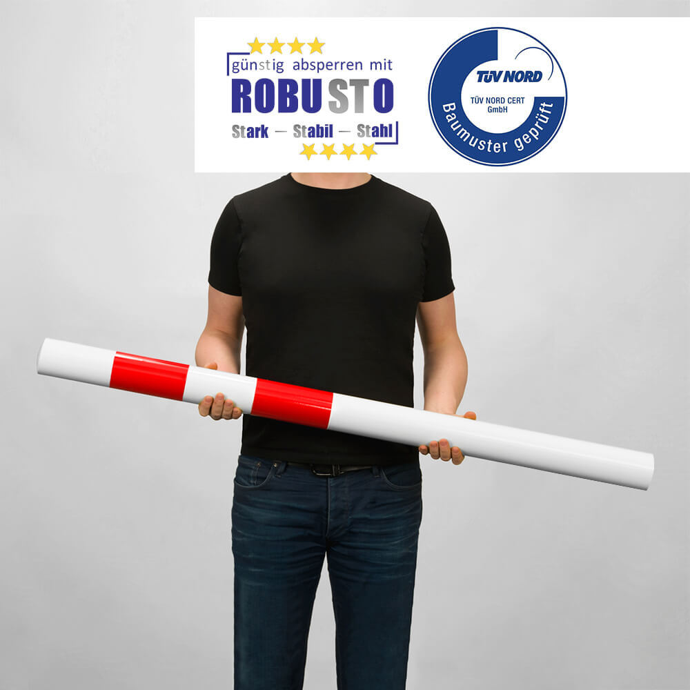Rammschutzpfosten XL, zum Einbetonieren, rot/weiß, Stahl, Ø 7,6 cm, 140 cm