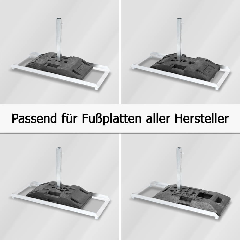 K1-K4 Schilderhalter für Schaftrohr 4 x 4 cm und Fußplatten, Stahl, 120 x 46 cm