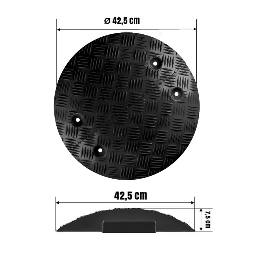 2-teiliger WEMAS Tempo-Stopper Schwarz, für 5 - 10 km/h, 42,5 cm Ø, 7,5 cm hoch