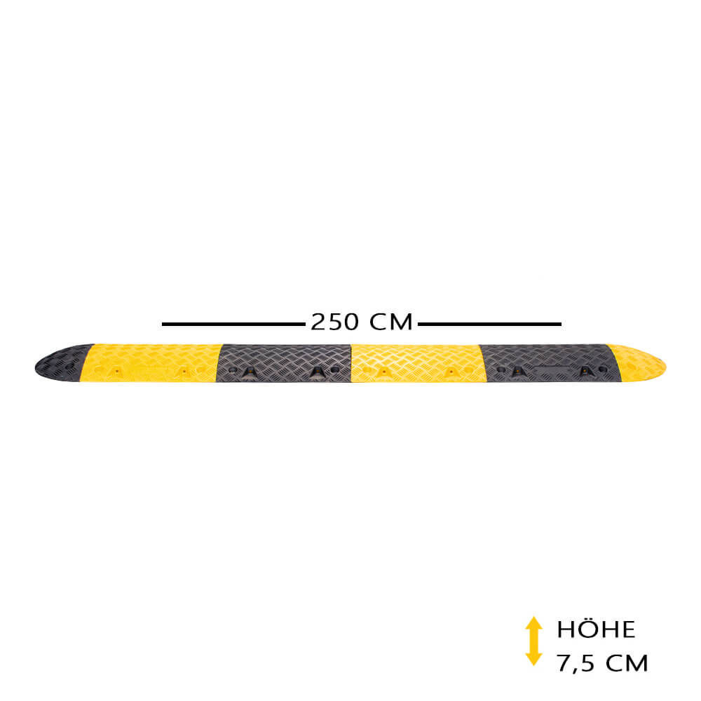 WEMAS Bodenschwellen-Set 5-10 km/h, 2,5 m gelb / schwarz kombiniert, 7,5 cm hoch