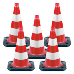 5 Stück: Leitkegel, rot/weiß, voll reflektierend, BASt-geprüft, T+N, 50 cm
