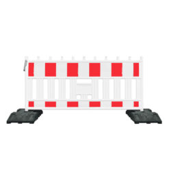 Absperr-Set, 2 m EURO1 Schrankenzaun, Fußplatten + 5 Blitzleuchten Gelb + ZTV-SA