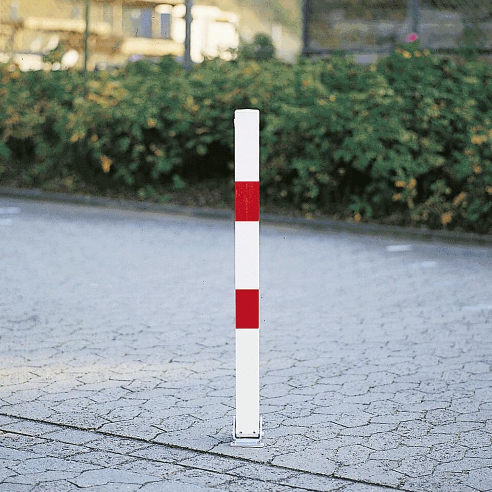 Klapp-Pfosten, rot/weiß, zum Aufdübeln, gleichschließend, 7 x 7 cm, 100 cm