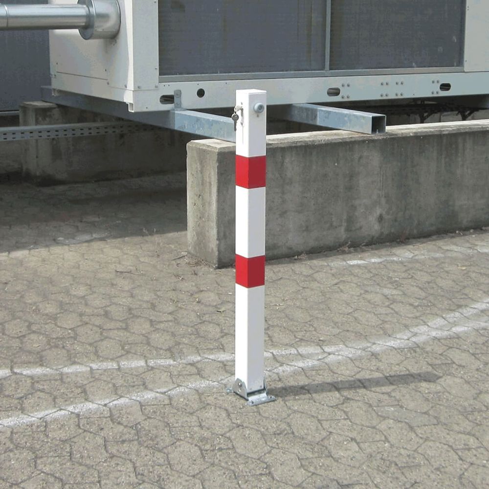 Klapp-Pfosten, rot/weiß, zum Aufdübeln, gleichschließend, 7 x 7 cm, 100 cm