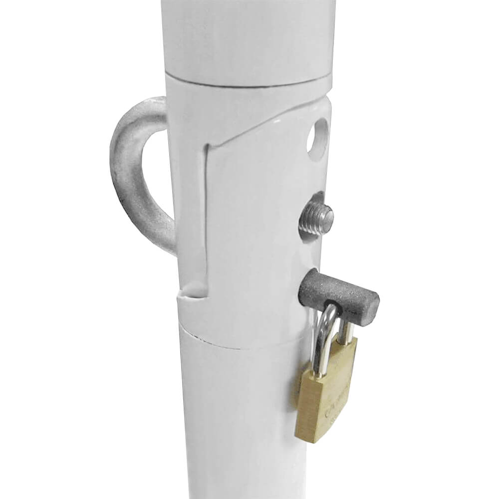 Sperrpfosten zum Umklappen, r/w, einbetonieren, mit Sperrbügel, Ø 6 cm, 140 cm