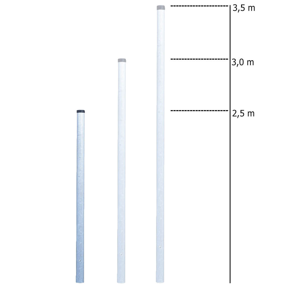 Rohrpfosten zum Einbetonieren, Ø 7,6 cm, Länge 2,5 m, aus Stahl, 2 mm Wandstärke