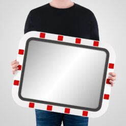 Edelstahl-Verkehrsspiegel IceFree ECO, rot/weiß, 60 x 45 cm, mit Rohrpfosten