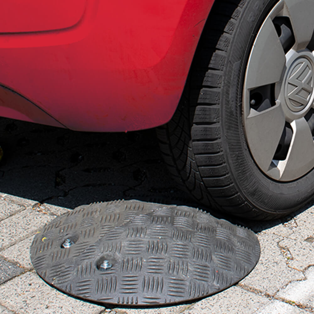 2-teiliger WEMAS Tempo-Stopper Schwarz, für 5 - 10 km/h, 42,5 cm Ø, 7,5 cm hoch