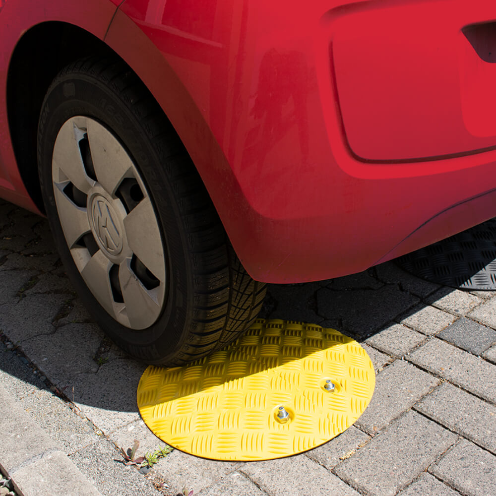 2-teiliger WEMAS Tempo-Stopper in Gelb, für 5 - 10 km/h, 42,5 cm Ø, 7,5 cm hoch