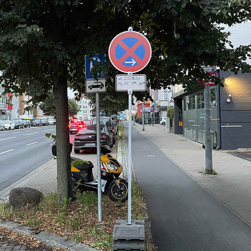 Haltverbotzonen Set, StVO/RSA, A/E, rechts, 18-tlg., mobil, K2, RA1, Ø 60 cm