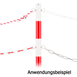 Schutzpfosten-Set ECO Ø 4,2 cm, 140 cm, rot/weiß, mit Haken und Einfachkette