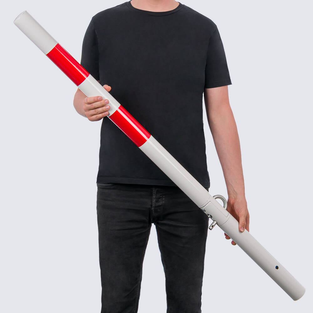 Sperrpfosten zum Umklappen, r/w, einbetonieren, mit Sperrbügel, Ø 6 cm, 140 cm