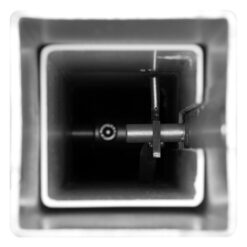 Sperrpfosten, Dreikantschloss, Einbetonieren, ohne Kettenöse, rot/weiß, 7 x 7 cm