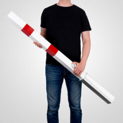 Sperrpfosten, Dreikantschloss, Einbetonieren, ohne Kettenöse, rot/weiß, 7 x 7 cm