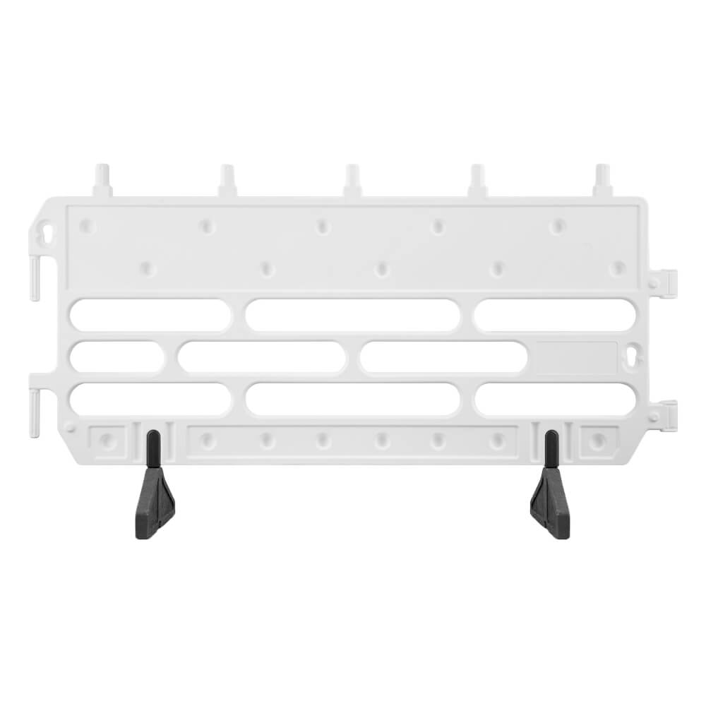 5 x Absperrgitter, rot/weiß, Kunststoff, RA1, mit drehbaren Füßen, 200 x 102 cm