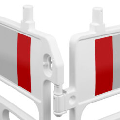 Absperrgitter, rot/weiß, Kunststoff, RA1, mit drehbaren Füßen, 200 x 102 cm