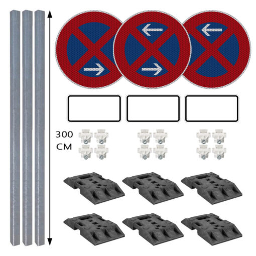 Haltverbotzonen Set, StVO/RSA, A/M/E, rechts, 27-tlg., mobil, K2, RA2, Ø 60 cm