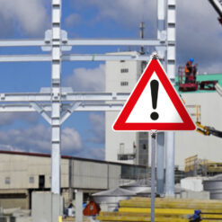 Schilder-Set 'Achtung Gefahrenstelle' mit VZ 101, RA2, 6-teilig, extra standfest